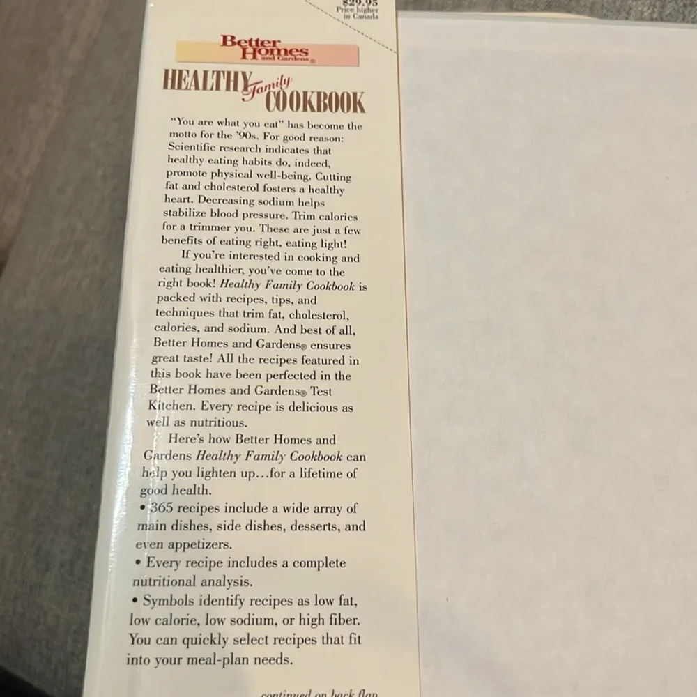 Better Homes and Gardens Healthy Family Cookbook Recipes Tips‎ Nutrition 1995